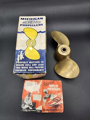 Vintage Brass Two Blade Michigan Wheel Co. Propeller 8.5 Inch Original Box • $72.42