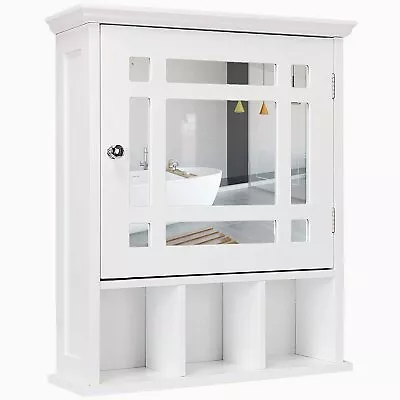 Bathroom Wall Mount Medicine Wall Cabinet Storage With Door With Shelves White • $65.99