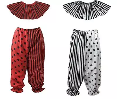 Mens Hallowen Circus Horror Clown Mask Pants 10  Collar Fancy Dress Costume • £7.95