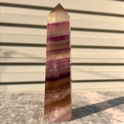 200g Natural Beautiful Color Fluorite Crystal Obelisk Quartz Healing Wand Point • $0.99