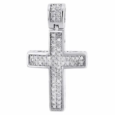 Real Diamond Cross Pendant Mini Jesus .925 Sterling Silver Pave Charm 0.33 CT. • $150