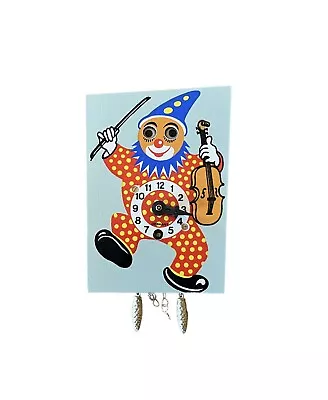 Vintage Googly Moving Eye German Clown Wind Up Pendulette Mini Wall Cuckoo Clock • $49