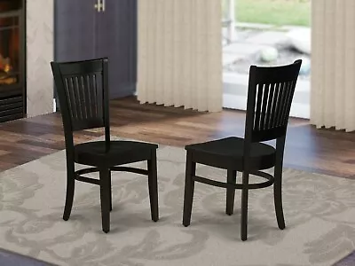 Set Of 2 Vancouver Dinette Kitchen Dining Chairs With Wood Seat In Black Finish • $160