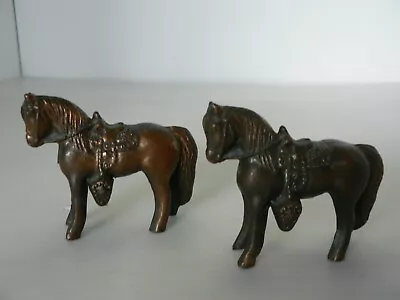 Vintage Solid Pot Metal Copper Horse Figures Set/2 - 1950's • $15