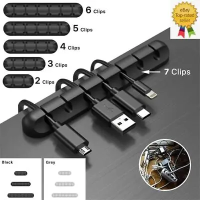 Cable Holder Management Clips Ties Charger Wire Tidy Lead Desk USB Organizer UK • £2.79