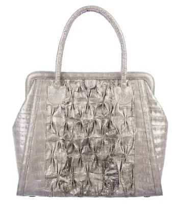 $1095 • Buy $4250  Nancy Gonzalez Metallic Gray Crocodile Hand Bag
