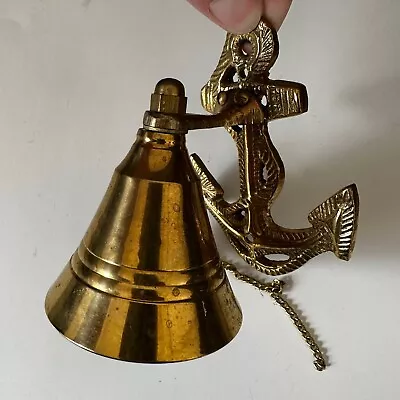 Vintage Brass Anchor Bell Wall Mount Nautical Rope Maritime Wall Décor Beach • $25