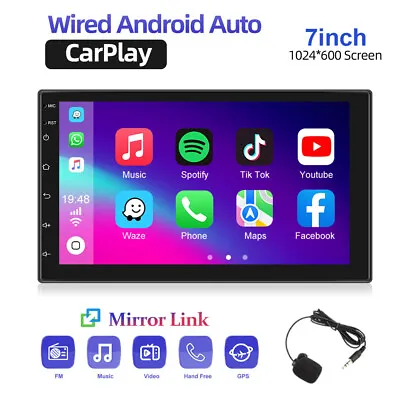 Double 2 Din 7  Car Apple/Andriod Car Play Touch Screen Stereo Bluetooth Radio • $36.99