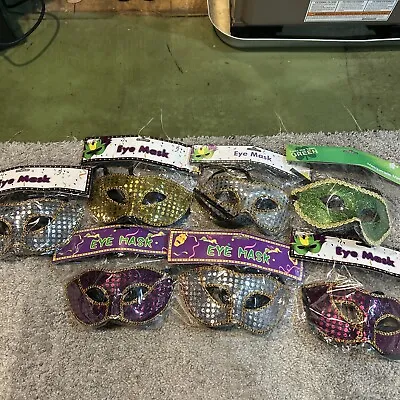 Lot Of 7 Mardi Gras Masquerade Costume  Party Mask One Size Fits Most Halloween • $9.81