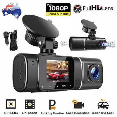 Uber Dual Dash Cam FHD 1080P+1080P Front Cabin Car Dash Camera IR Night Vision • $59.45