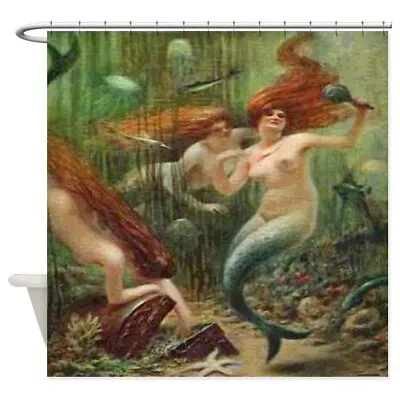 CafePress Vintage Mermaid Treasure Chest Shower Curtain (832195031) • $73.99