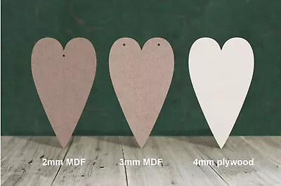 Wooden Heart Shape. Wood Craft Cut Out For Plaques And Weddings (tall Hearts) • £2.75