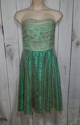 Stop Staring 1x Green Satin Lace Tube Dress Strapless Plus Size Rockabilly Pinup • $9.99