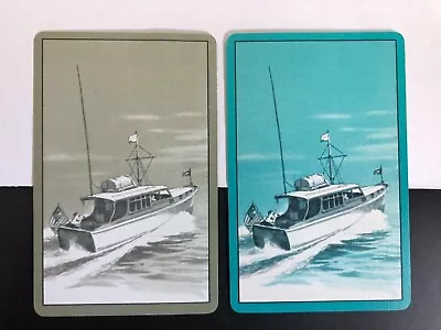 Vintage Linen Retro Art Artist Mono Swap Playing Cards Speed Boats Sailing Ships • $3