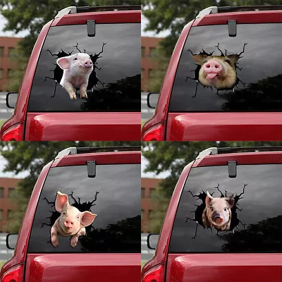 Funny Piggy 3D Car Sticker Truck Window Wall Crack Peeping Pig Vinyl Decal Decor • $9.99