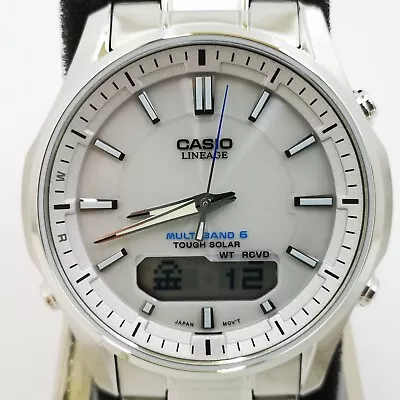 CASIO LINEAGE LCW-M100DE-7AJF White Silver Solar Atomic Men's Watch New In Box • $124