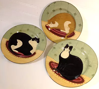 Oneida Sakura Cat Plate Collection Warren Kimble Set Of 3 Genuine Stoneware • $19.42