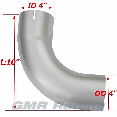 4 Inch Aluminized 90 Degree Exhaust Elbow 4  ID/OD X 10  Inch Arms Truck Pipe • $49.90