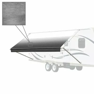 RV Trailer Camper Awning Fabric Replacement 20 X 8 Ft Canopy Black UV Resistant • $178.94