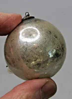 Antique Vintage Blown Glass Kugel Silver Small BALL Christmas Ornament Japan • $20