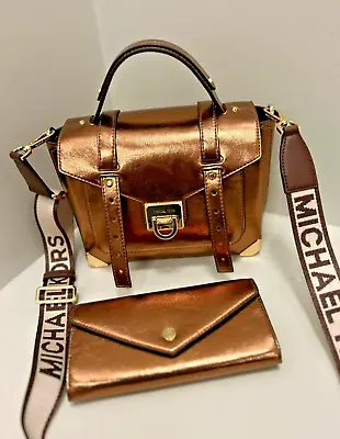 Michael Kors Medium School Satchel Handbag Shoulder Crossbody Purse Bag + Wallet • $178