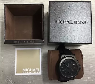 Michael Kors MK8152 Black Silicon Band Stainless Steel 48mm Men's Watch - NEW • $110