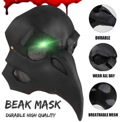 Plague Doctor Mask Black Bird Beak Scary Mask For Halloween Cosplay Party • $19.89