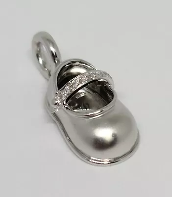 Aaron Basha 18K White Gold & Diamond Baby Strap Shoe  Charm Pendant MSRP $2100 • $1150