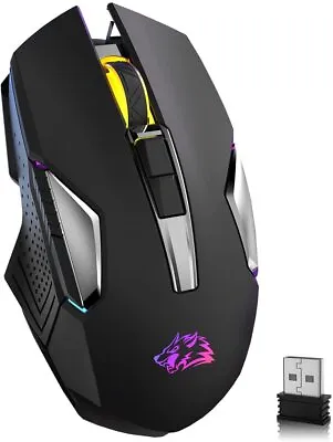 $28.74 • Buy Computer Wireless Gaming Mouse RGB Backlit Silent Clicky 2400 DPI Optical PC Mac