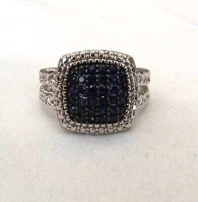 Affinity Js 3/4 Carats Total Weight Blue Diamonds Sterling Silver Ring Size 7 • $54.51