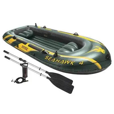 Intex Seahawk 4 Inflatable 4 Person Floating Boat Raft Set With Oars & Air Pump • $159.99