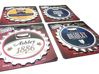 Personalised Name 3 In 1 Bottle Opener/Coaster/Fridge Magnet Open Titles • £4.50