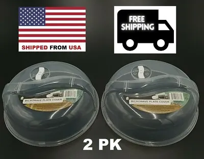 2PK Plastic Microwave Plate Cover Clear Steam Vent Splatter Lid 10.25  Food Dish • $12.77