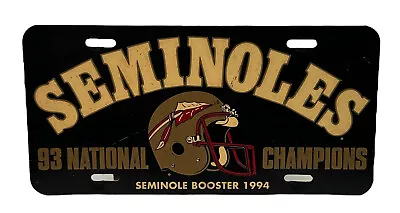 Vtg 93 Florida State Seminoles National Champions College University Car Plate • $89.97