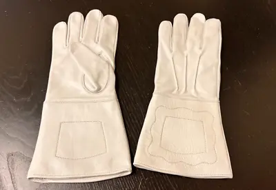 NEW WHITE Leather Gauntlet Gloves - Size Large - Excellent Civil War Steampunk • $21.99