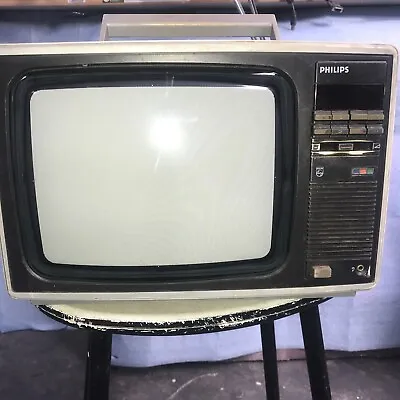 Vintage Retro TV  Philips Natural 10 AC DC Portable 1980s Model KA910 9 Inch  • $600