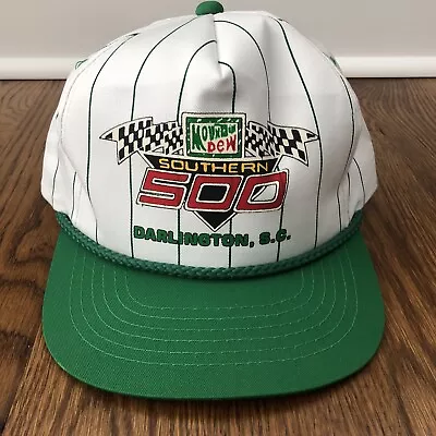 Vintage NASCAR Darlington Raceway Hat 90s Winston Mountain Dew Southern 500 Rope • $15.99