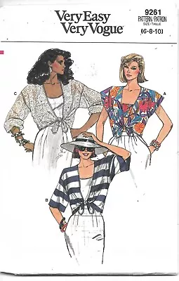 Vogue #9261 MISSES' COVER-UP TOP BANDEAU Uncut Sewing Pattern Sizes 6-10 • $8