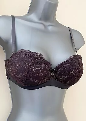 £15.90 • Buy Grey Lace Embroidery Double Pushup Strapless Bra 32B Women Girls High Quality