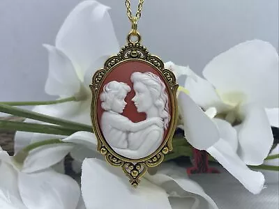 Cameo Mother Child New Baby Mother's Day Gift Mom Wife Daughter Gold Necklace • $19.50