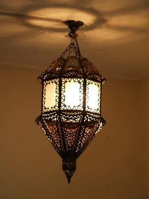 £55 • Buy Authentic Handmade Moroccan Lantern - White Frosted Glass Lampshade Light Lamp