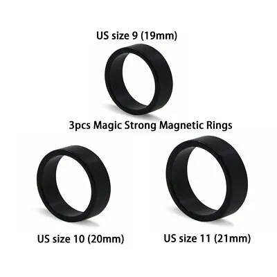 3PCS New Black Magic Trick Ring Strong Magnetic Prop Learn Beginner Illusions • £12.64