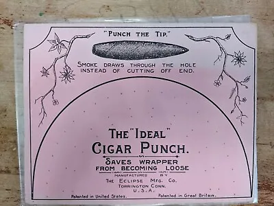 $19.50 • Buy Vintage Ideal Cigar Punch Cardboard Store Display Backing. Pink. Eclipse MFG Co