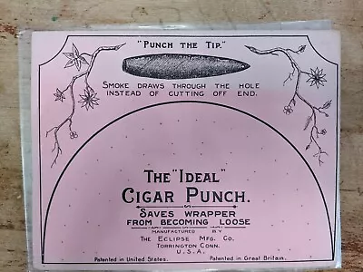 Vintage Ideal Cigar Punch Cardboard Store Display Backing. Pink. Eclipse MFG Co • $30