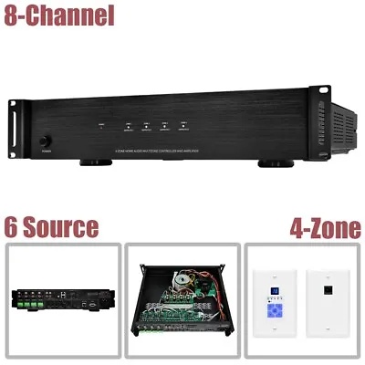 8-Channel 4-Zone Multizone Controller & Amplifier With 6 Source For Home Audio • $1001.48