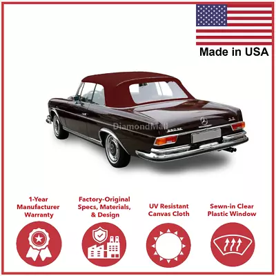 Fits Mercedes W111 280SE 250SE Convertible Top Replacement BURGUNDY CANAS • $517.50