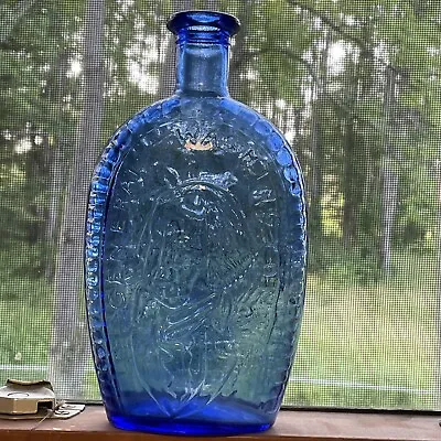 Glass Bottle Cobalt Blue General George Washington American Eagle Patriotic • $12.99