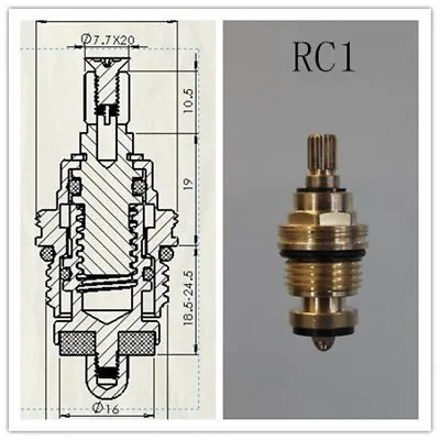 Replacement Brass 7.7mm X 20 Rubber Tap Cartridge Valves Rc1  Gland Insert-each • £6.99