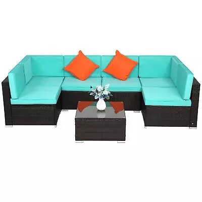 7 Pcs Outdoor Sectional Sofa Patio Rattan Furniture Set Wicker Dining Table • $507.99