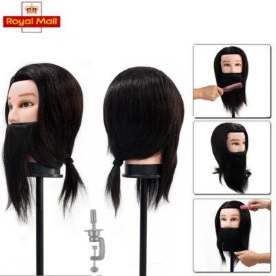 £27.99 • Buy 14  100% Men's Real Hair Salon Barber Hairdressing Training Head Mannequin Doll